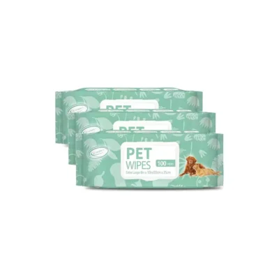 Air Jungles 3in1 Pet Wipes for Dogs and Cats 300 Count, 8″ x 10″ Extra Large Hypoallergenic Cleaning, Grooming, Deodorizing Wipes for Pets Paws Body Face Ear Butt