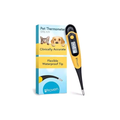 iProven Dog & Cat Thermometer for Accurate Fever Detection, Comfortable Flexible Tip, Waterproof Pet Thermometer, Fast Readings in 20 sec, Whelping and Veterinary Supply, DTK-117Y